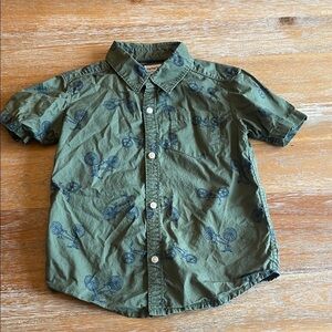 Carter's Olive Green Bicycle Print Button Down Shirt SZ 5T